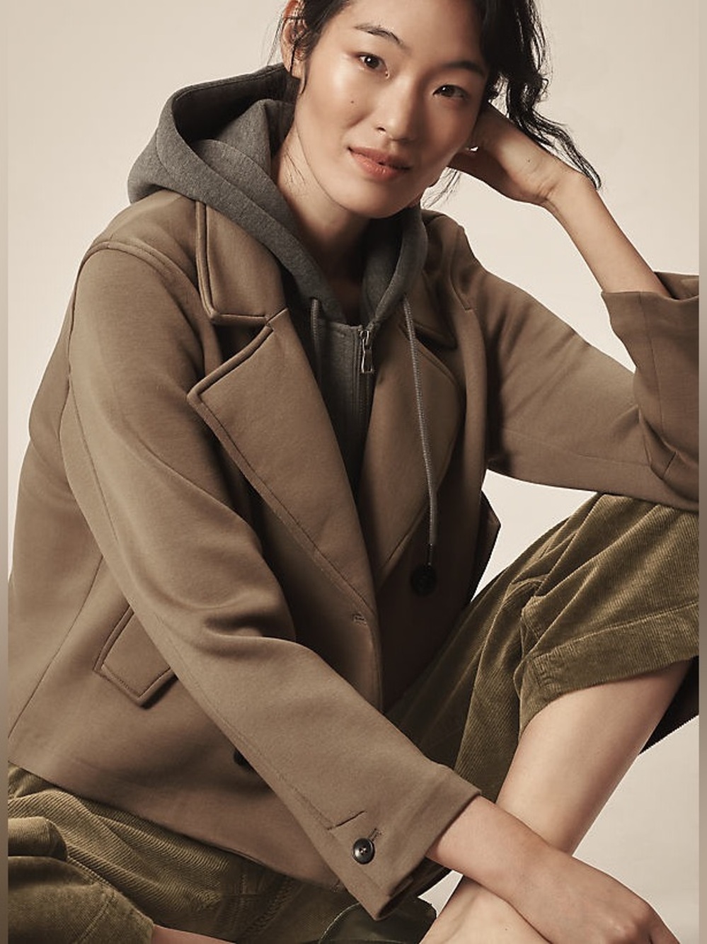Anthropologie Maeve Twofer Hooded Peacoat Womens Camel Wool-Blend Hooded Coat s - Picture 2 of 11